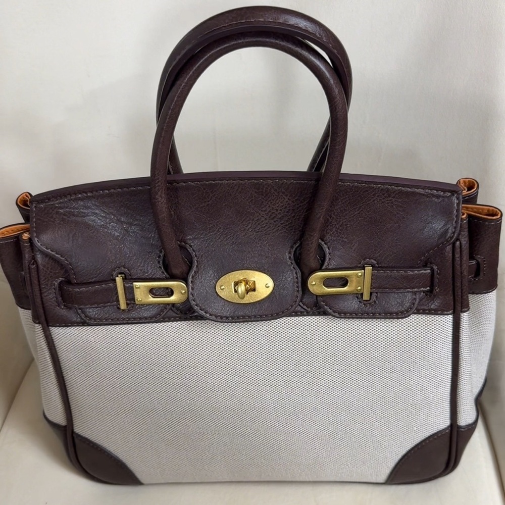 VELANTRA WEEKENDER: Elegant Brown and Cream Women's Handbag - Picture 15 of 16